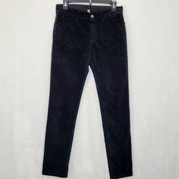 120% Lino Black Velour Pants Size 34US 44EU - Picture 1 of 8